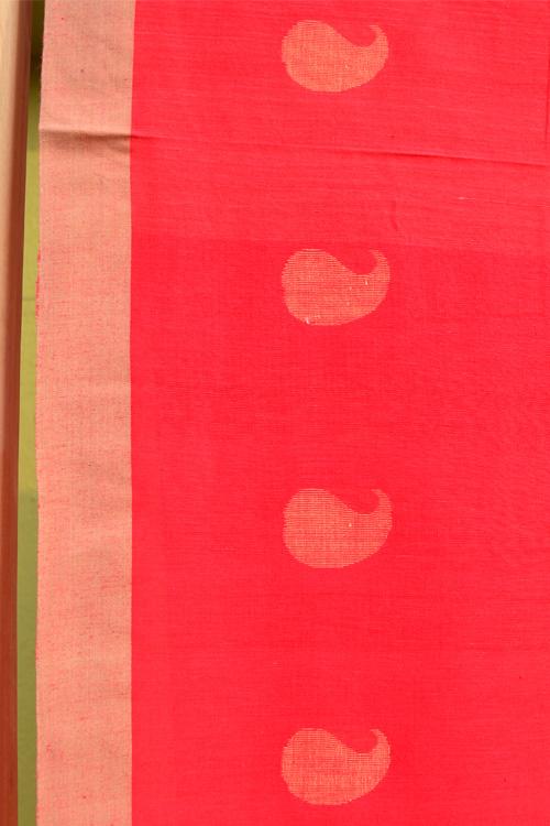 Bengal Handloom Traditional Jamdani -Golden Beige Cotton Saree.