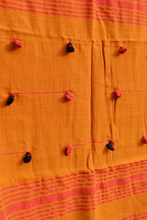 Bengal Handloom Soft Cotton Saree With PomPom