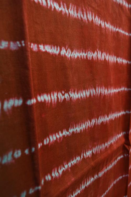 Bengal Handloom Soft Cotton Shibori Rust Saree.