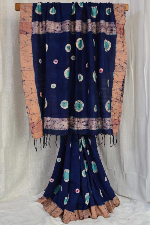 Bengal Handloom Cotton Saree with Kantha Work.