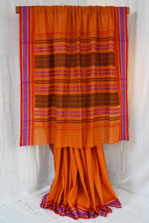 Bengal Handloom Patia Woven Begampuri Cotton Saree.