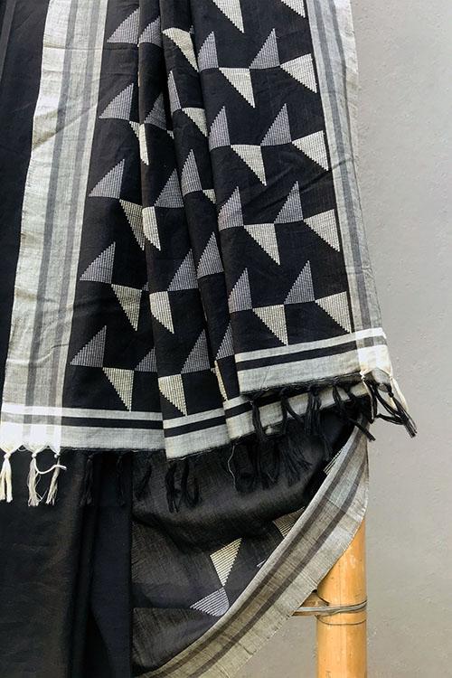 Alisha 3-C' Handwoven Extra Weft Cotton Saree-3