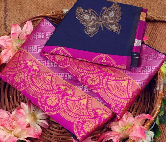Butterfly Blue Exclusive Jacquard Saree