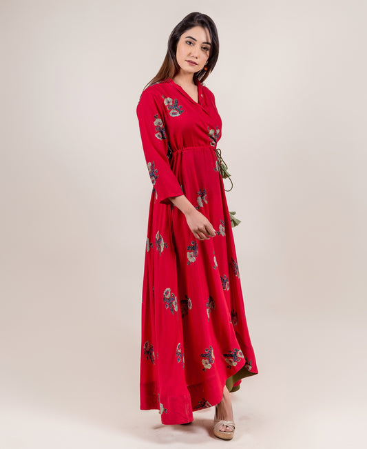 Gorgeous Tasseled Asymmetrical Angrakha Long Dress
