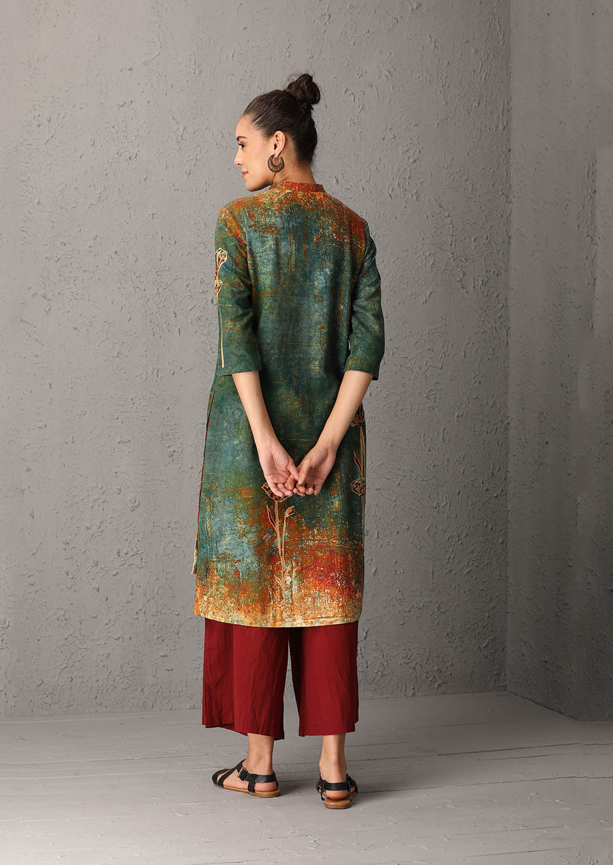 Teal Green high-low printed tunic (ANT-11) JUST ADDED