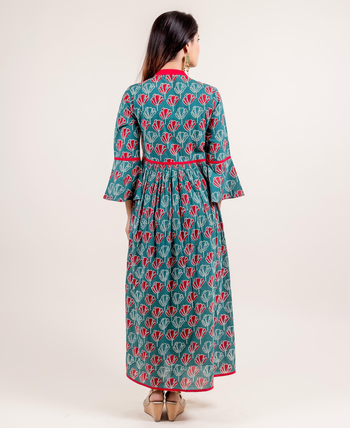 Mandarin Collar Gorgeous Teal Blue Long Dress