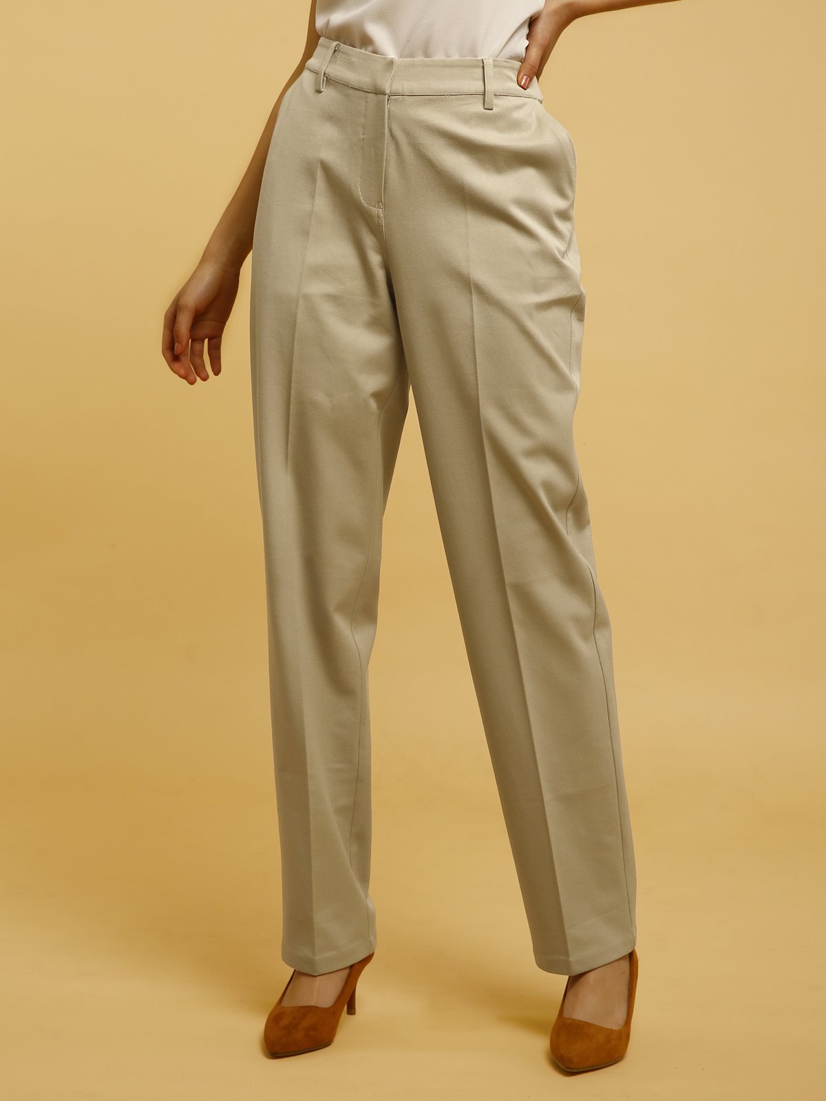 Classic Straight Fit Pants - Beige