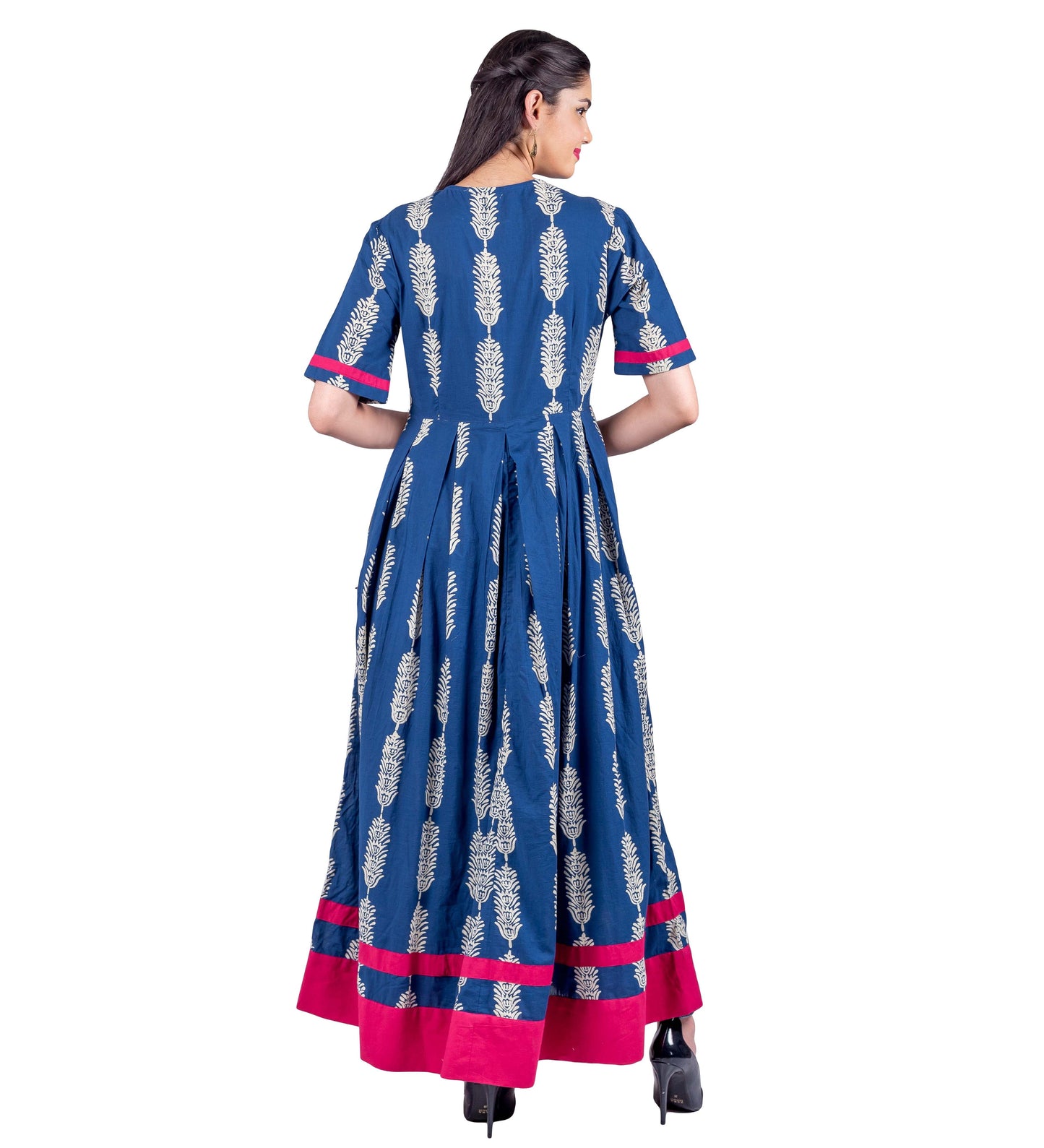Indigo Half Sleeve Pleated Indo Western Dress