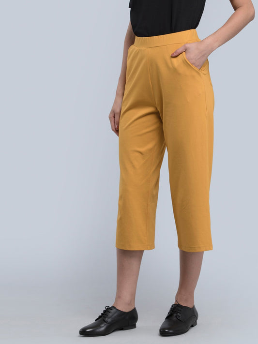 Cotton Knitted Culottes - Mustard