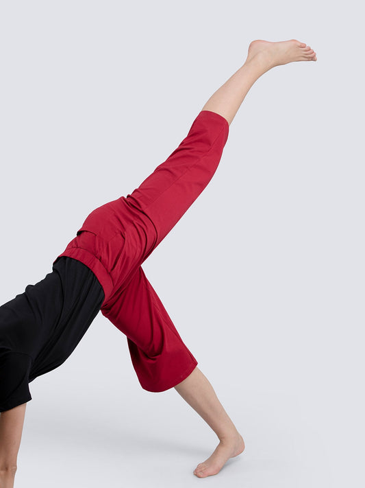 Cotton Knitted Culottes - Maroon