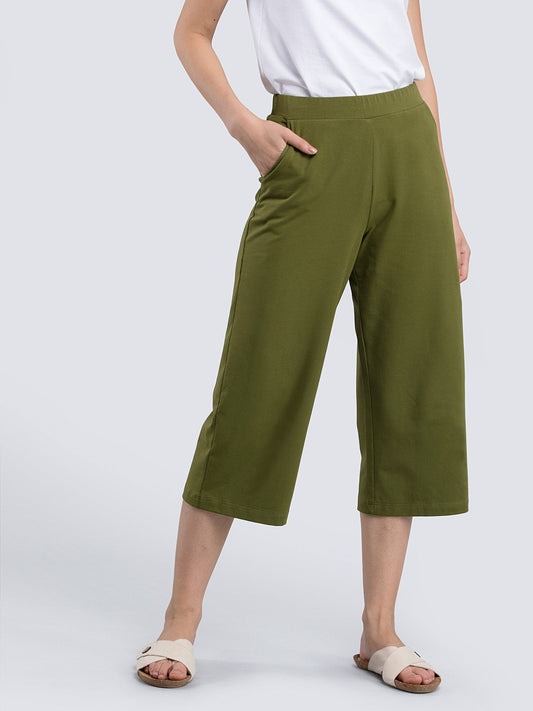 Cotton Knitted Culottes - Olive