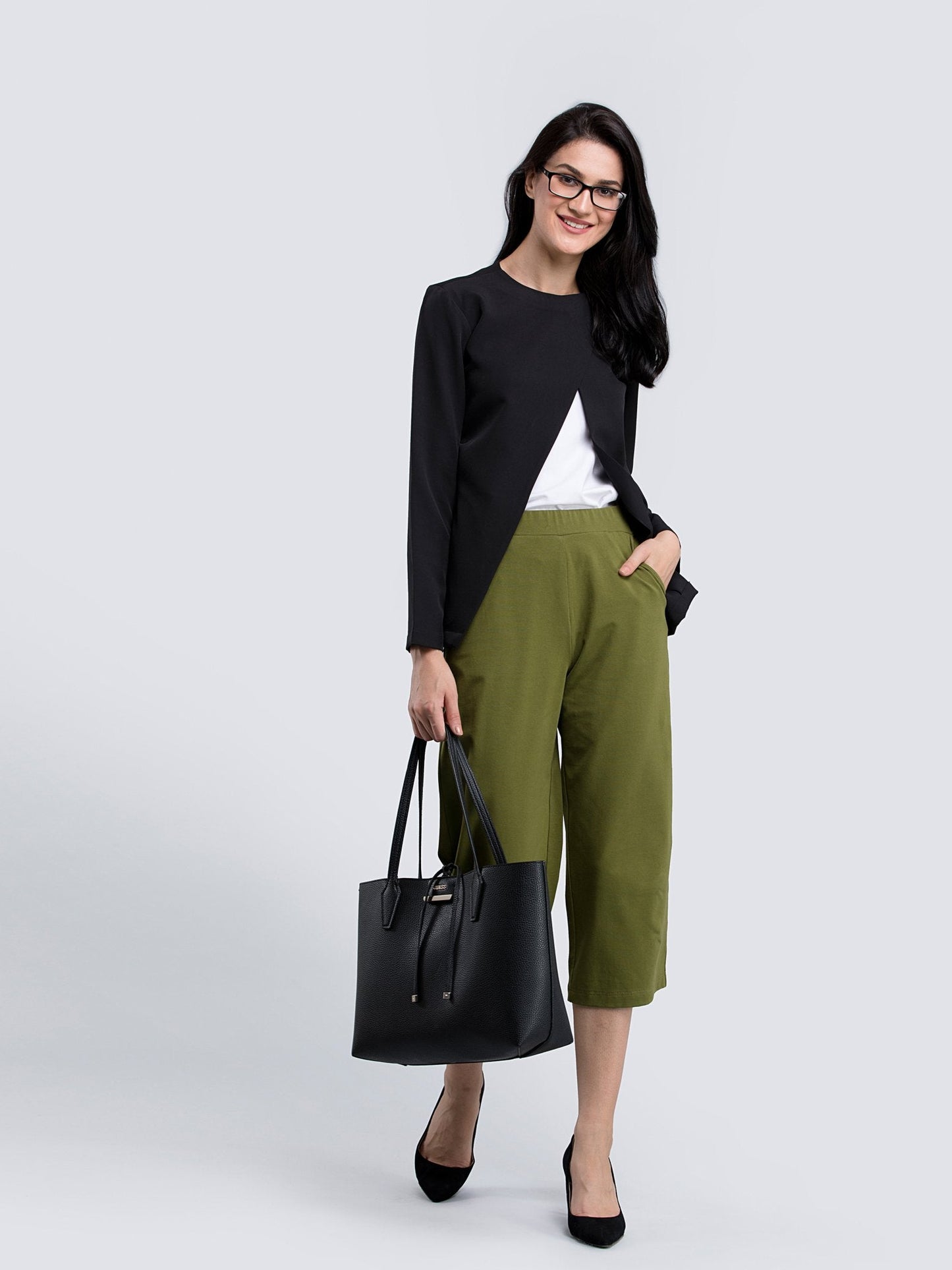 Cotton Knitted Culottes - Olive