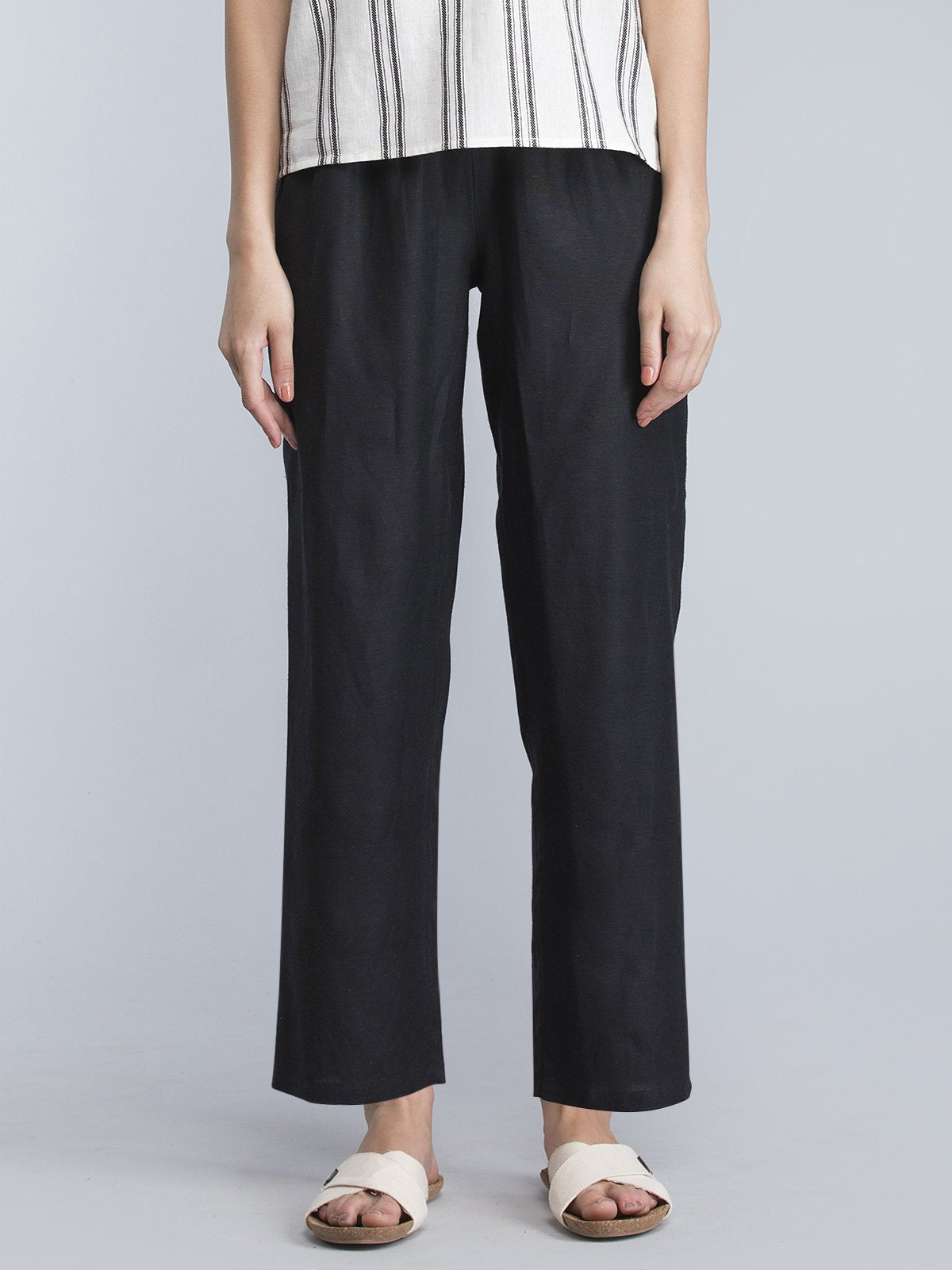 Cotton Slip On Culottes - Black