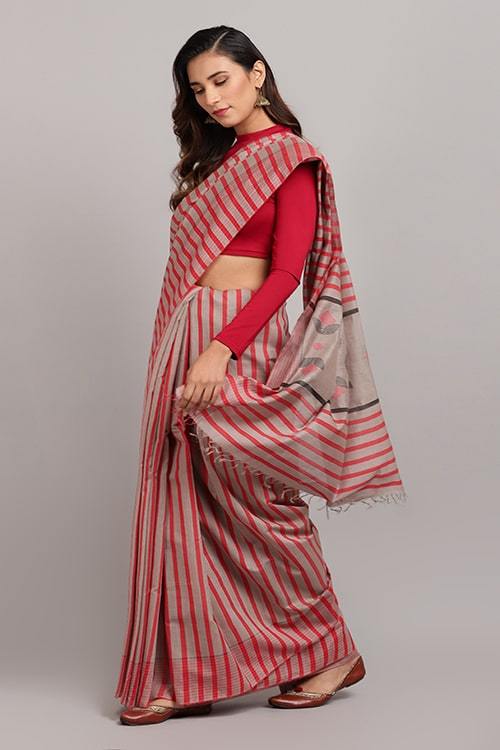 Diya' Handwoven Extra Weft Cotton-Silk Saree-41