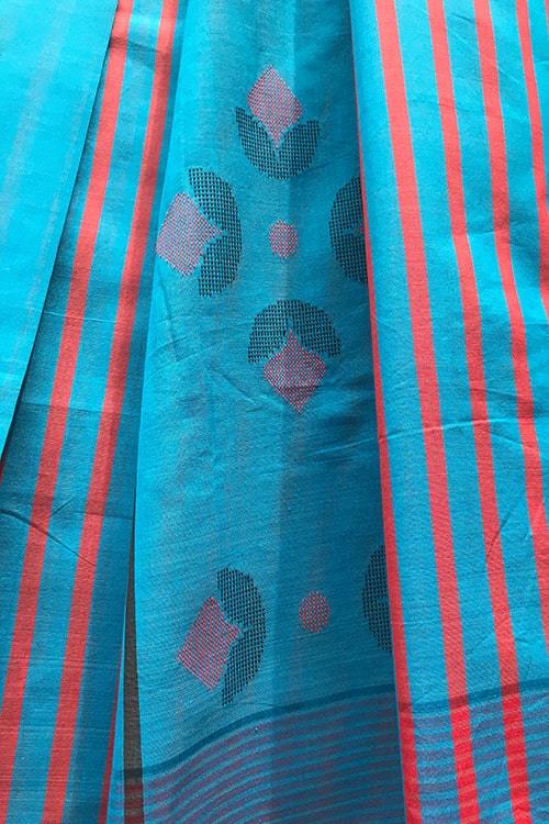 Diya' Handwoven Extra Weft Cotton-Silk Saree-43