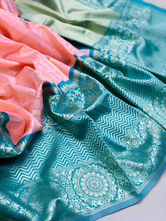 Valiba Present Sky-pink Classical Party Wear & fancy Saree