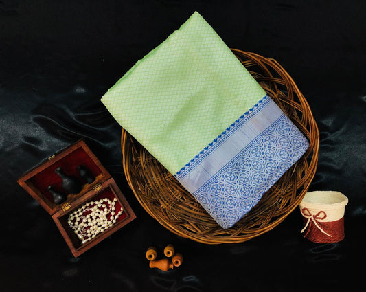 Valiba Green-Blue Beautiful Rich Pallu And Jacquard Saree