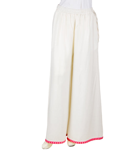 Off-White Embroidered Palazzo