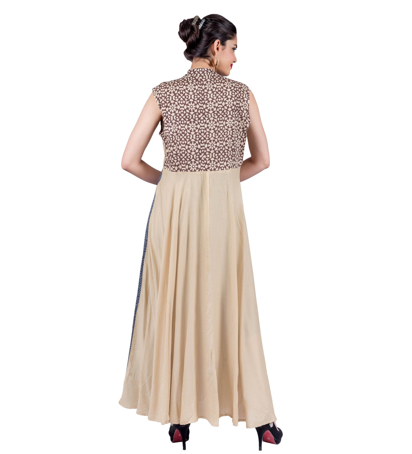 Mandarin Flared Floor Length Indo Western Dress