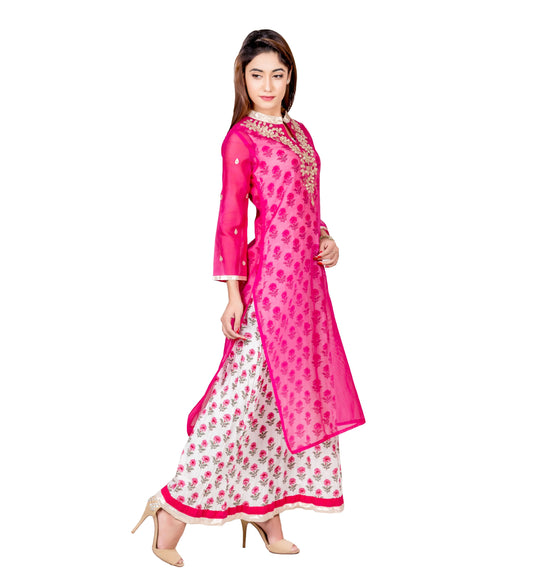 Pink Gota Embroidered Kurta Dress