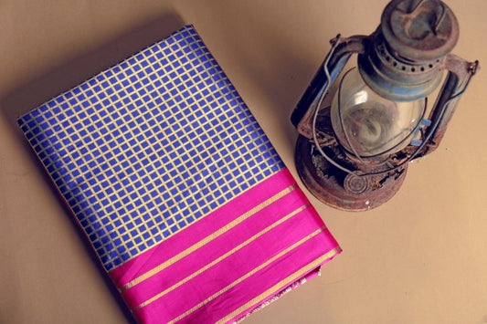 Valiba Navyblue-pink Beautiful Rich Pallu & Jacquard Work Saree