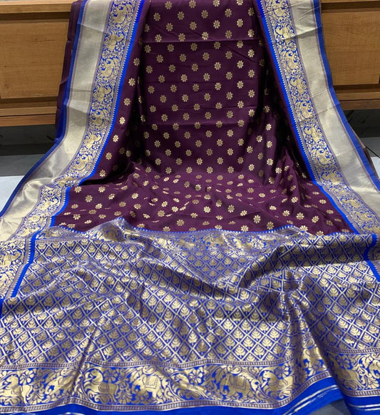 Valiba Classical Navy Blue Traditional Kanchipuram Saree