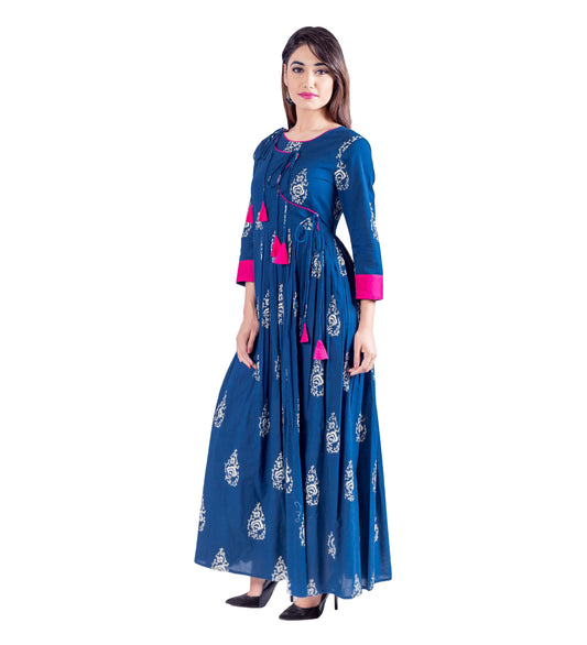 Angrakha Anarkali Fused Floor Length Indo Western Dress