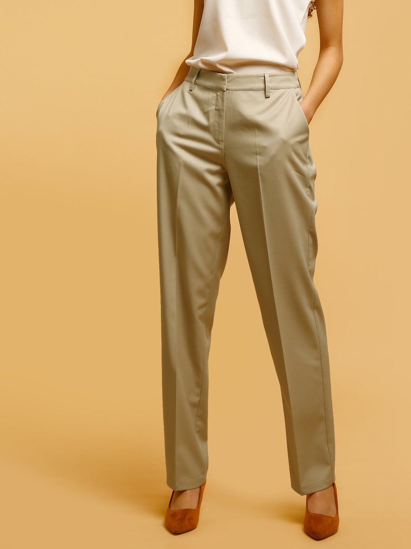 Formal Straight Fit Pants - Beige