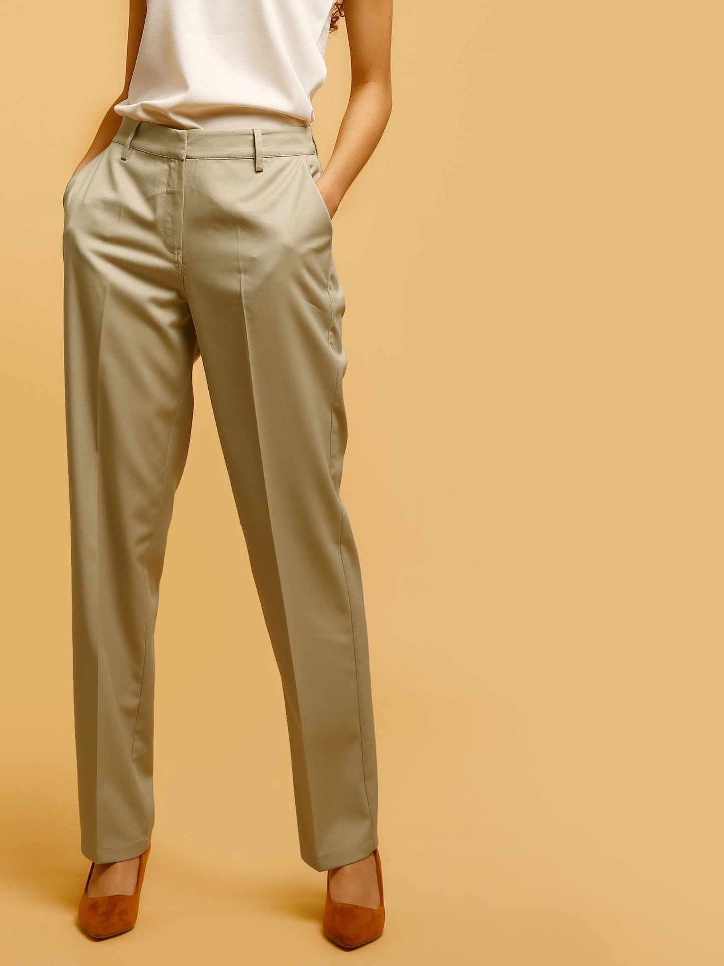 Formal Straight Fit Pants - Beige