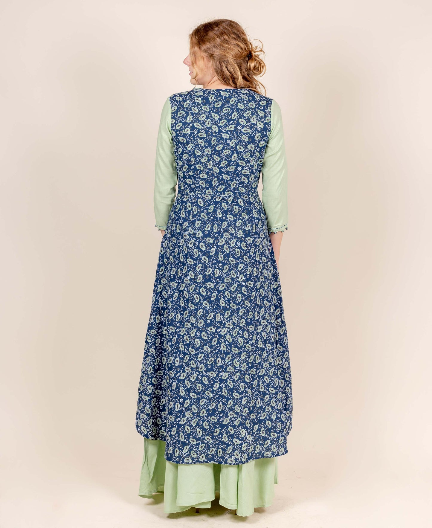 Scoop Neck Tulip Style Floor Length Indo Western Dress