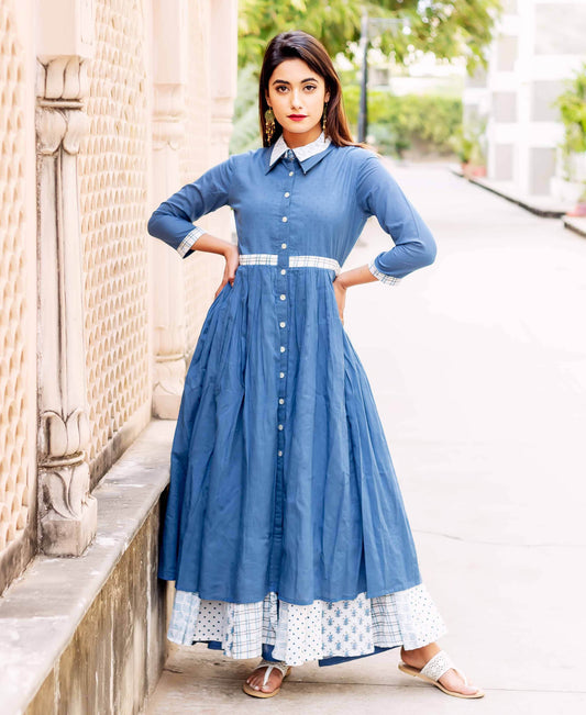 3 Piece Crop Top and Palazzo with Double Layered Button Down Jacket