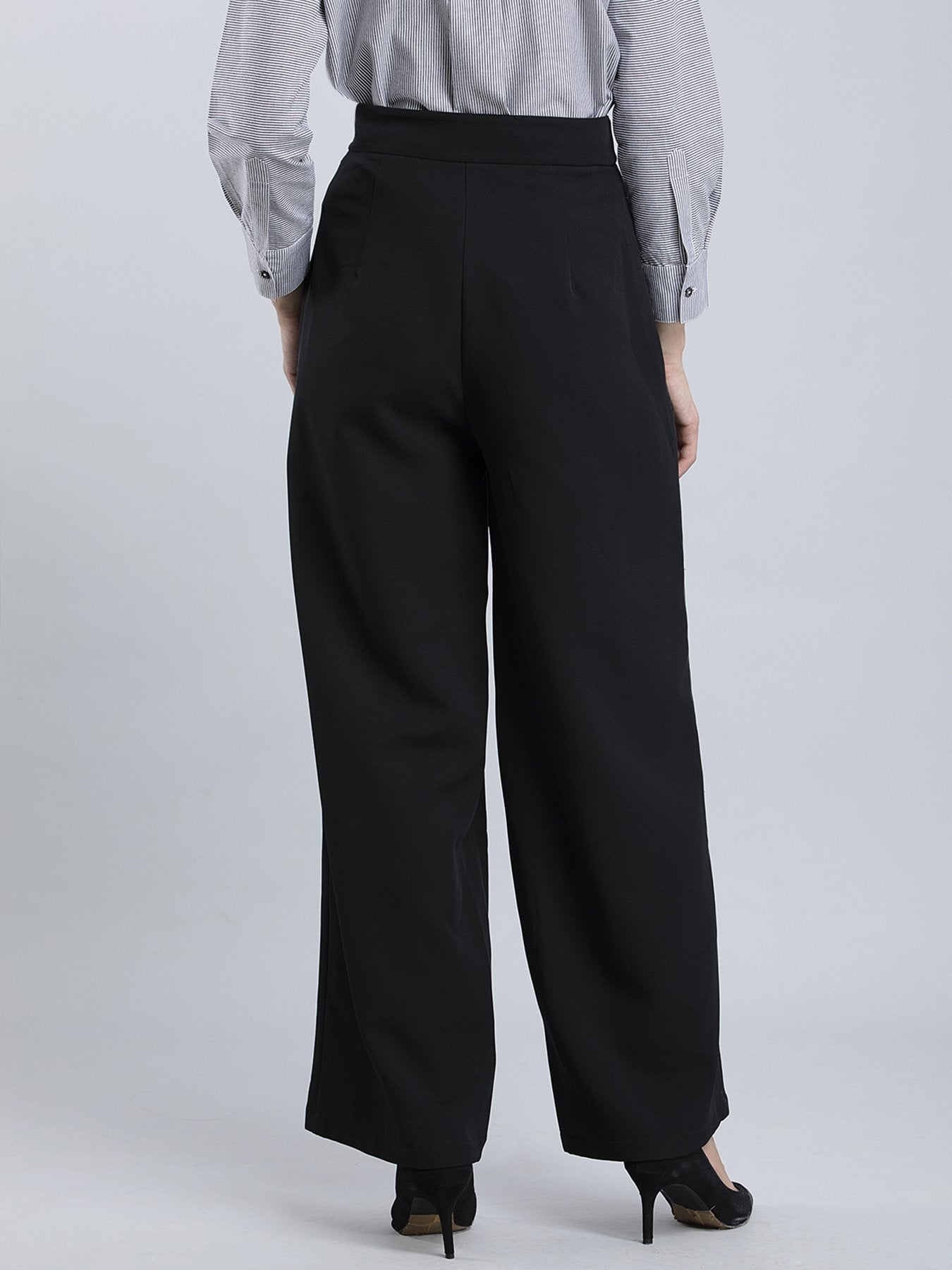 High Waist Wide Leg Trousers - Black