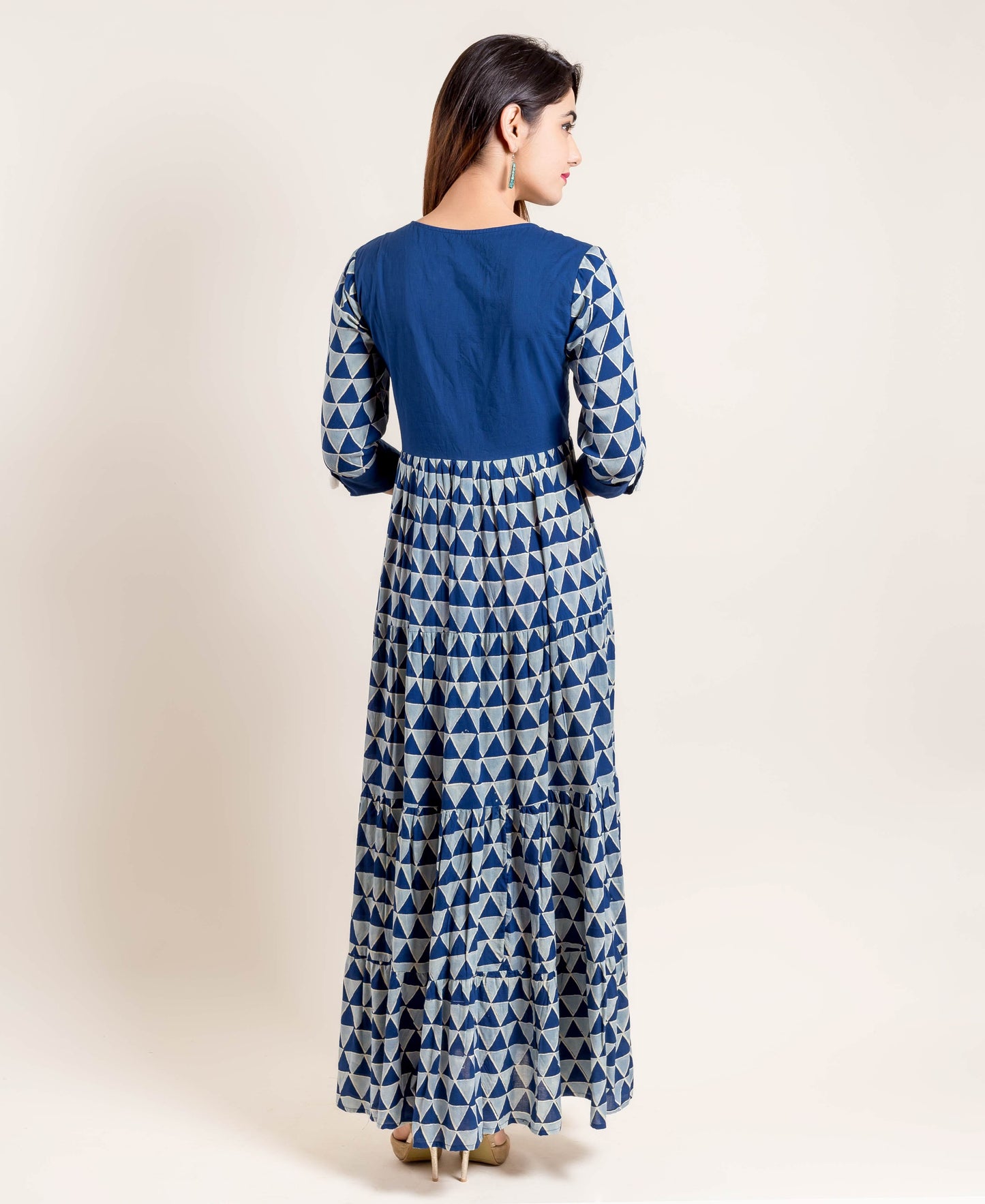 Anarkali Fused Floor Length Indo Western Dress with Front Tassels