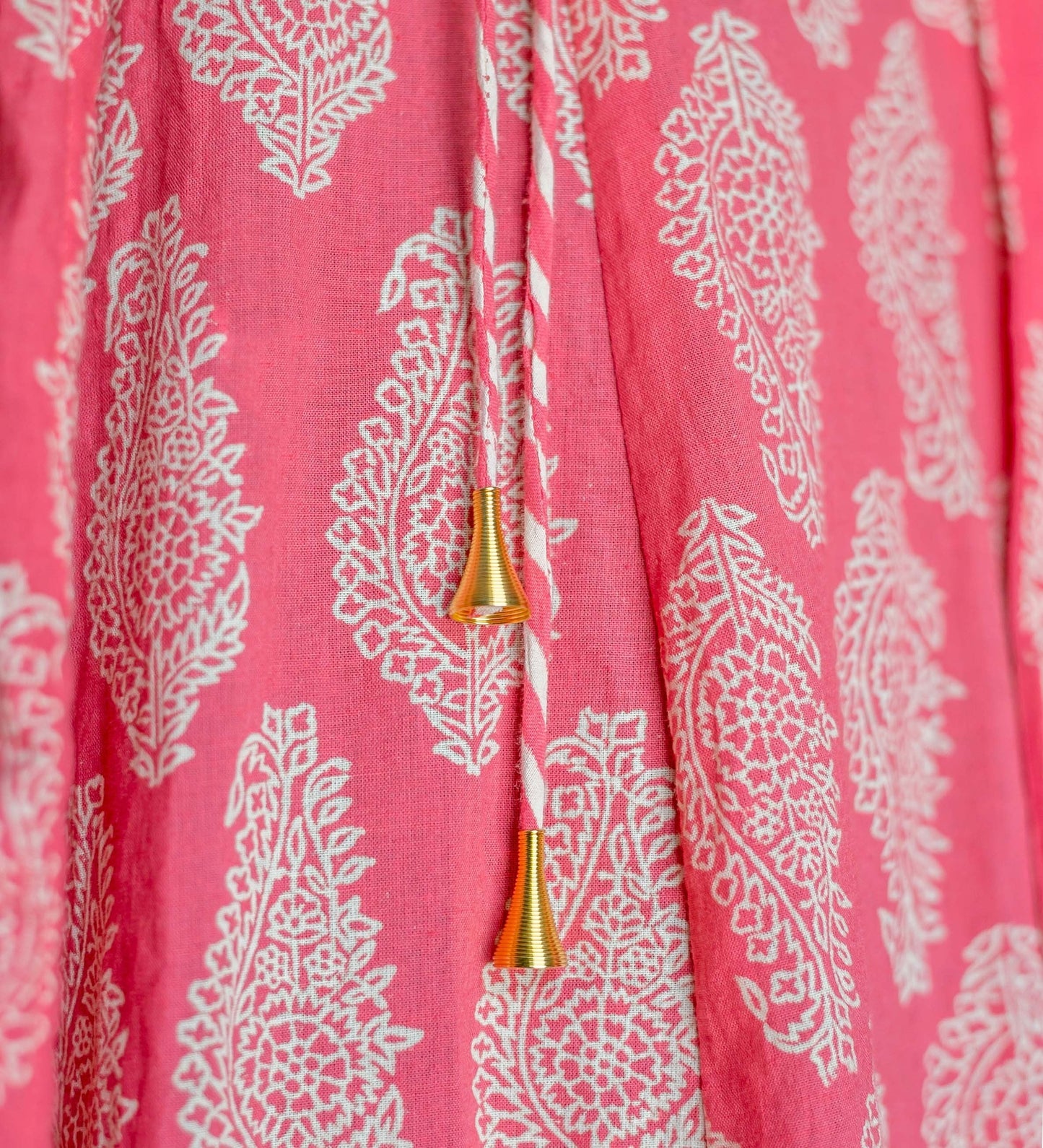 Angrakha Style Floral Hand Block Print Indo Western Dress