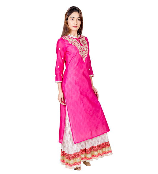 Hand Block Printed Floor Length Indo Wetern Kurta Dress