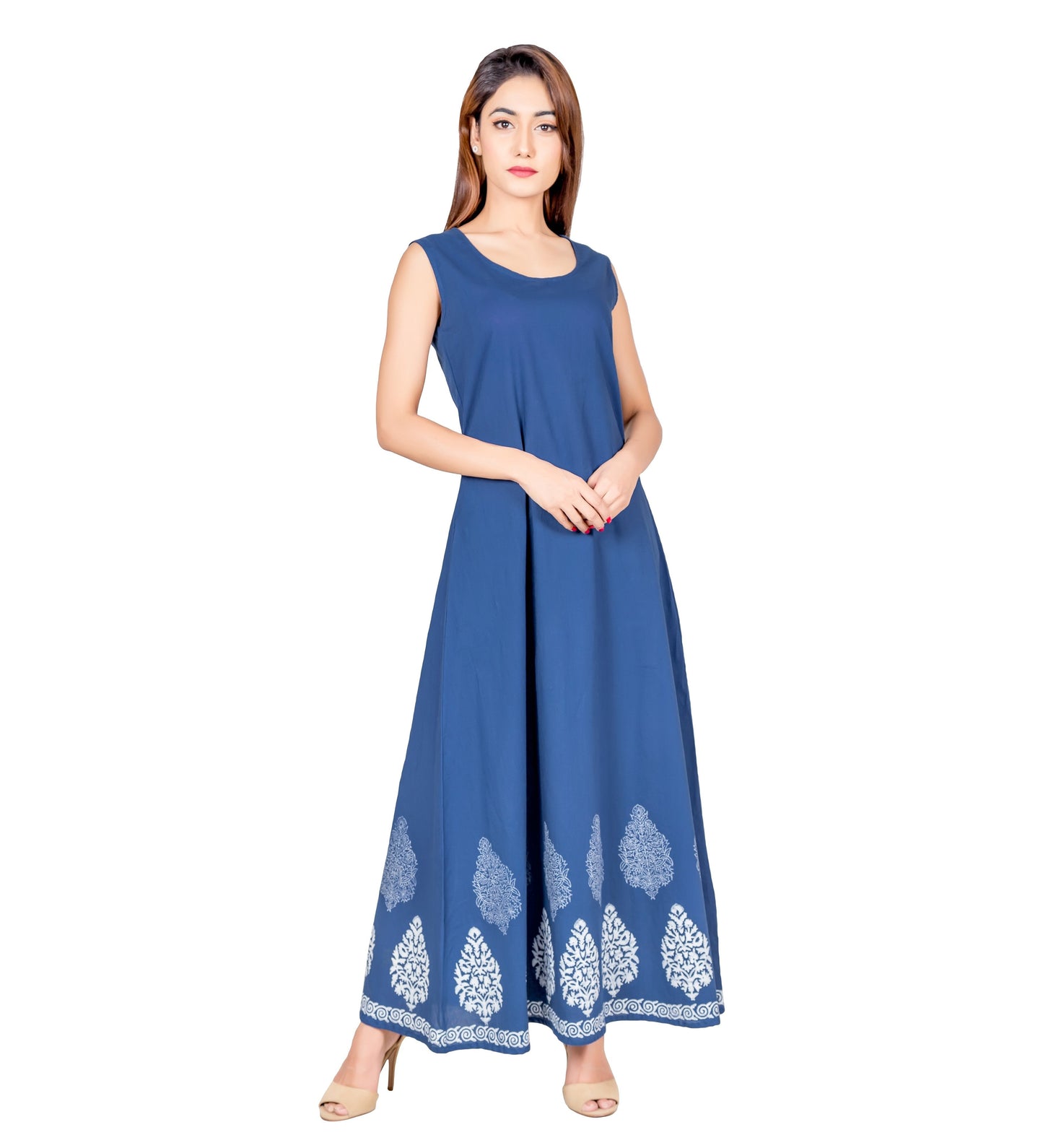 Indigo Blue Hand Block Printed Jacket Dress
