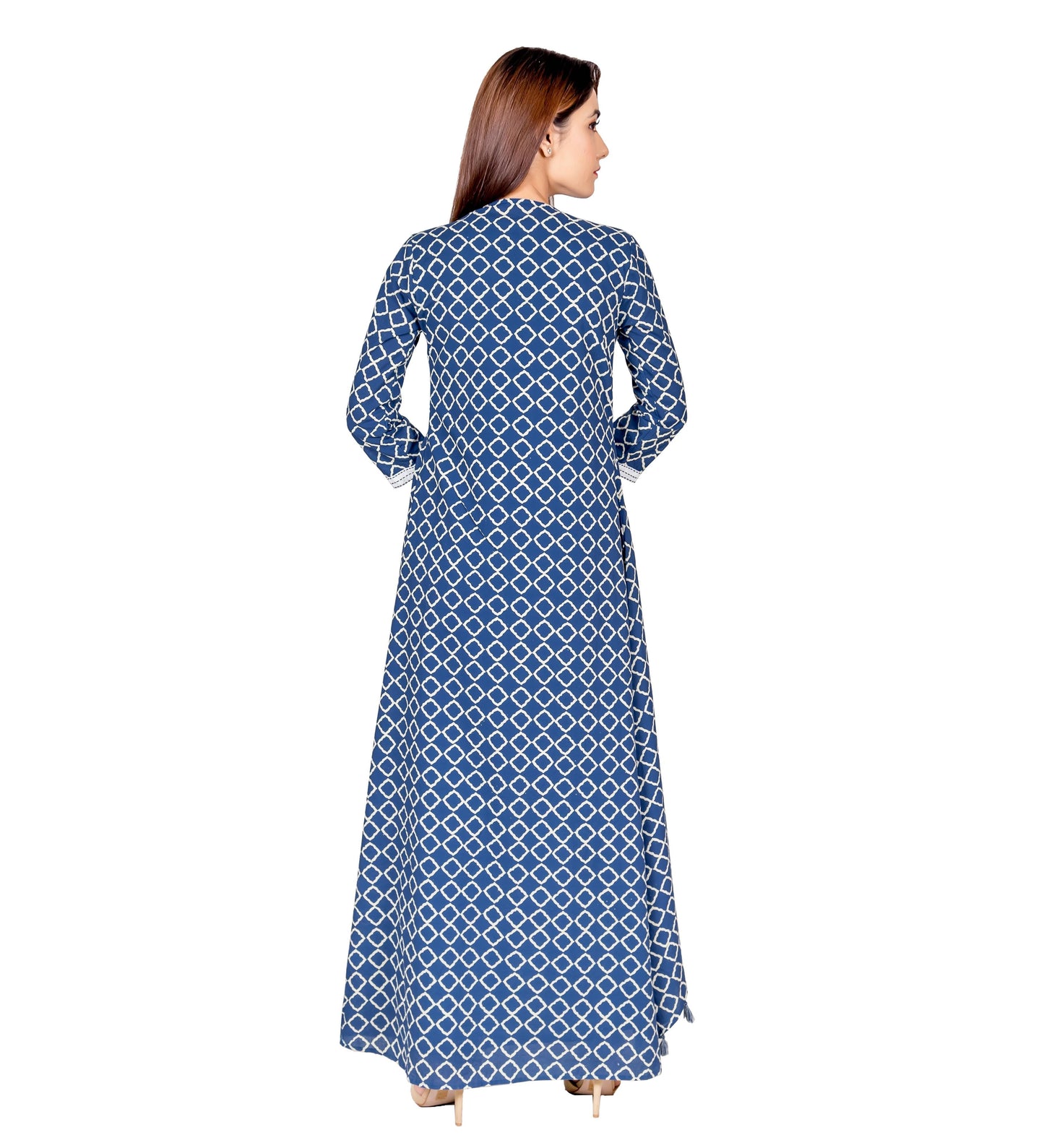 Indigo Blue Hand Block Printed Jacket Dress