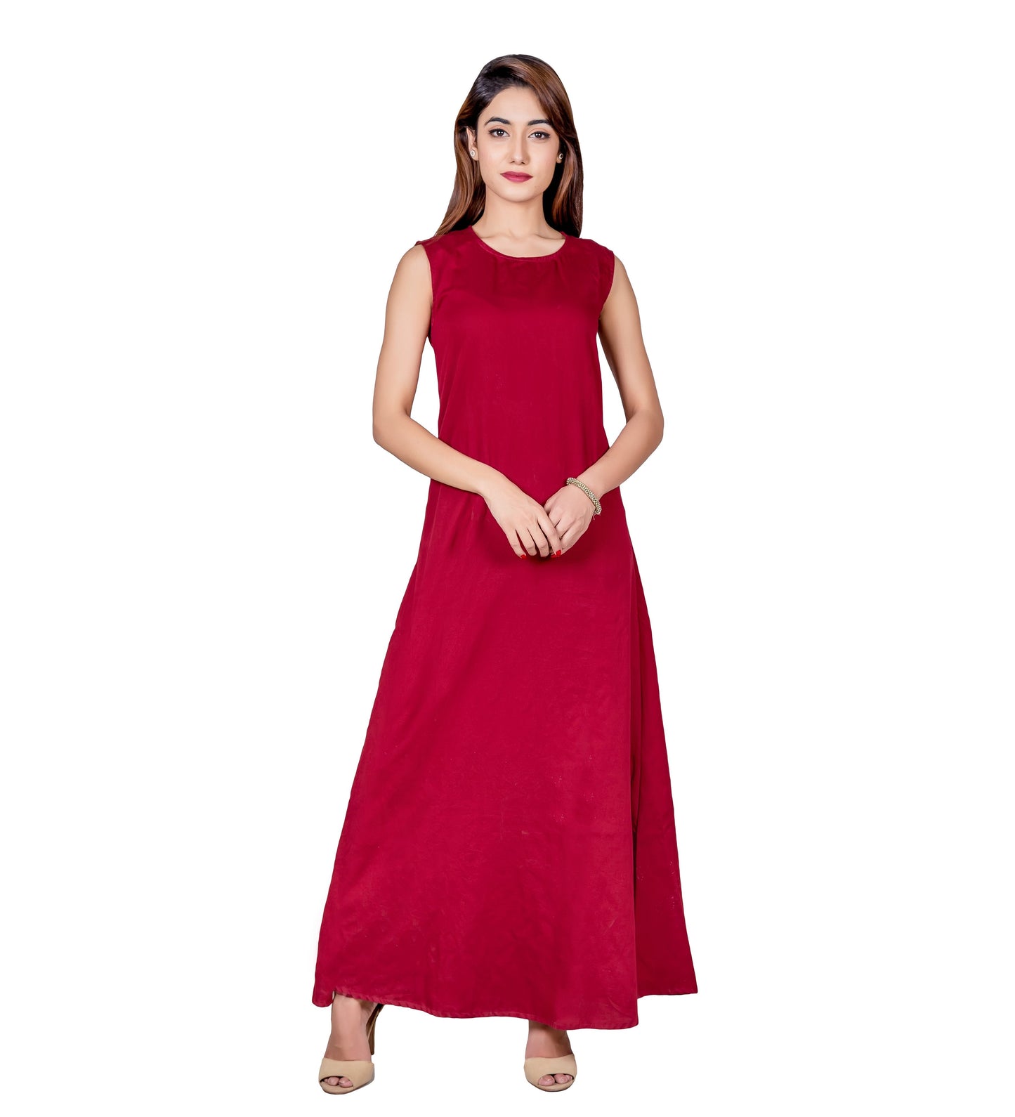 Hand Block Printed Indo Western Style Long Dress with Asymmetrical Kurta