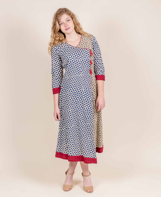 Chevron Print Hand Block Printed Dress