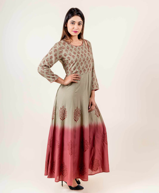 Splendid Hand Block Printed Indowestern Outfit