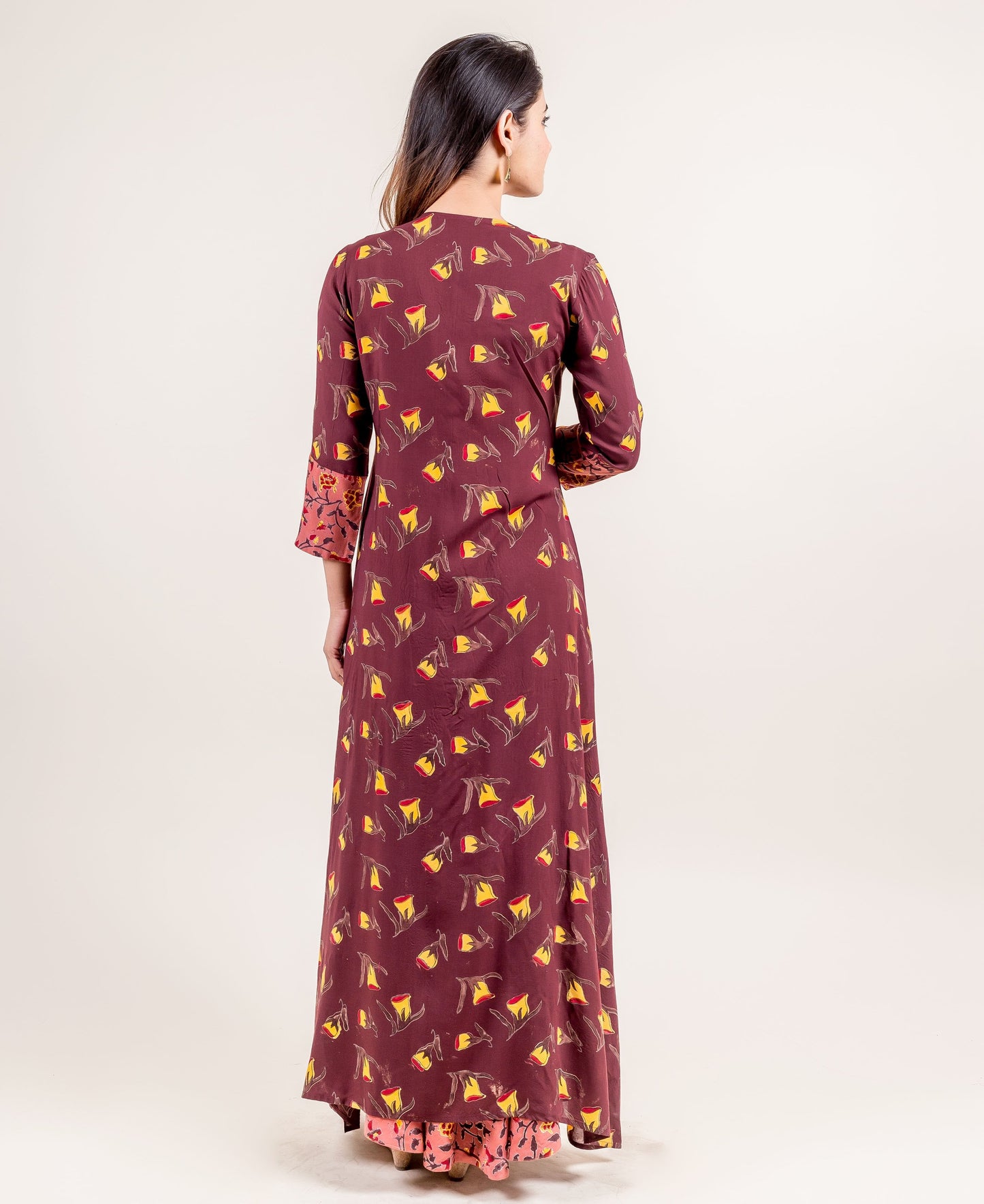 Veronica Quarter Sleeves Rayon Jacket Style Long Dress