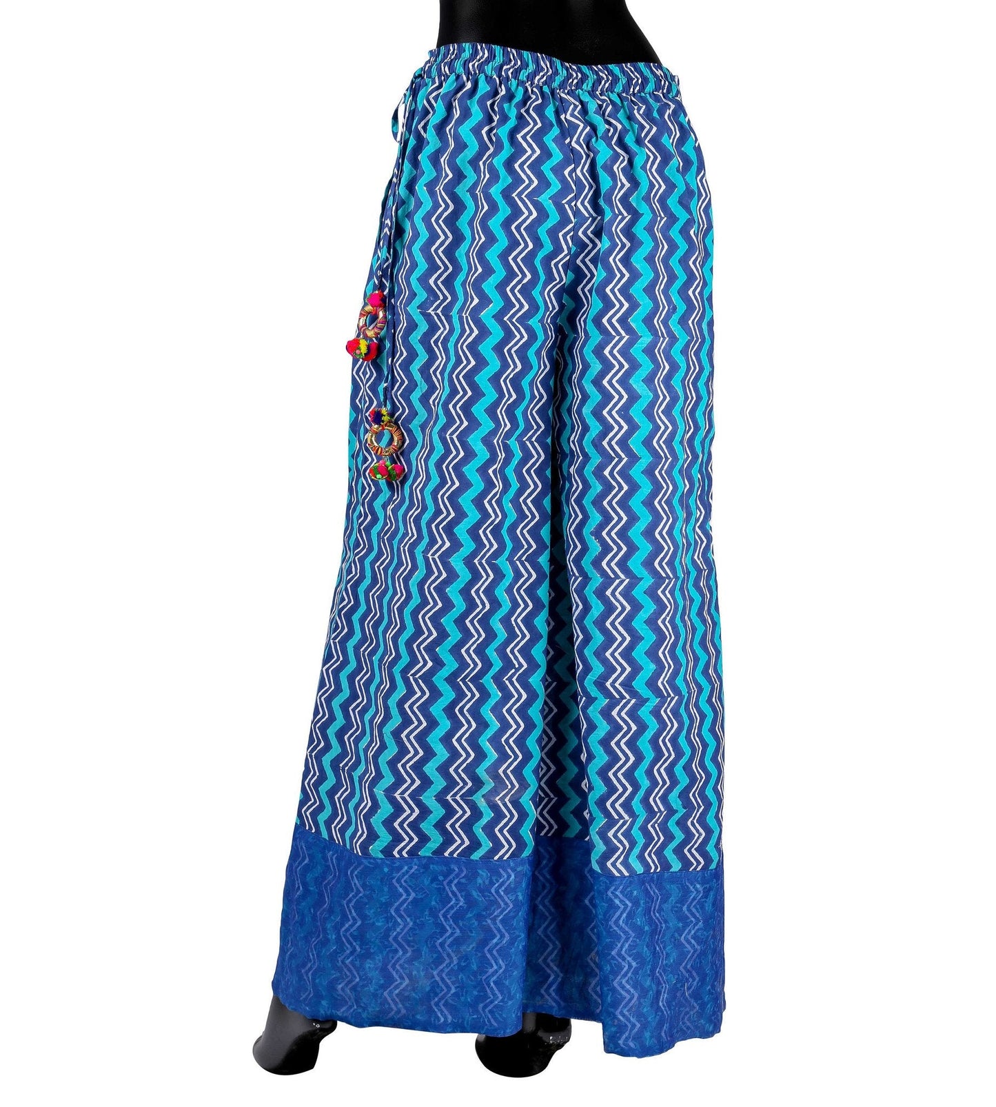 Blue Stripe Hand Block Printed Palazzo