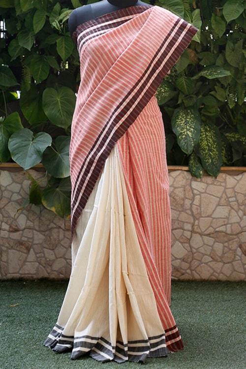 Manjushree' Handwoven Cotton-Silk Stripe Saree-27