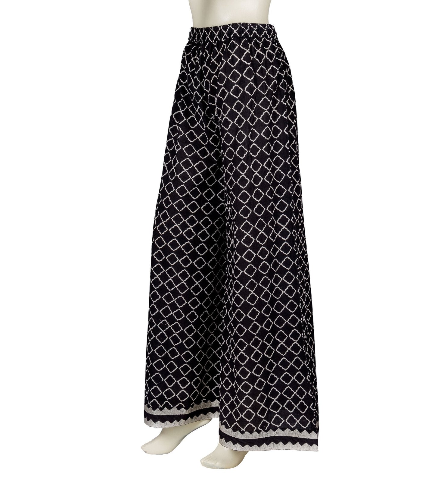 Retro Style Temple Embroidered Hand Block Printed Wide Leg Palazzos