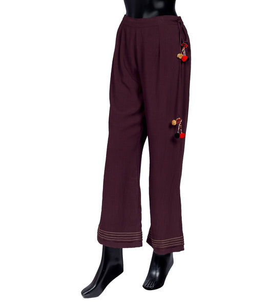 Cotton Flared Palazzo With Pleats At The Sweep