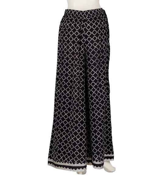 Retro Style Temple Embroidered Hand Block Printed Wide Leg Palazzos
