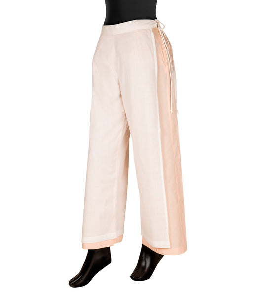 Off White and Peach Double Layered Palazzo Pants