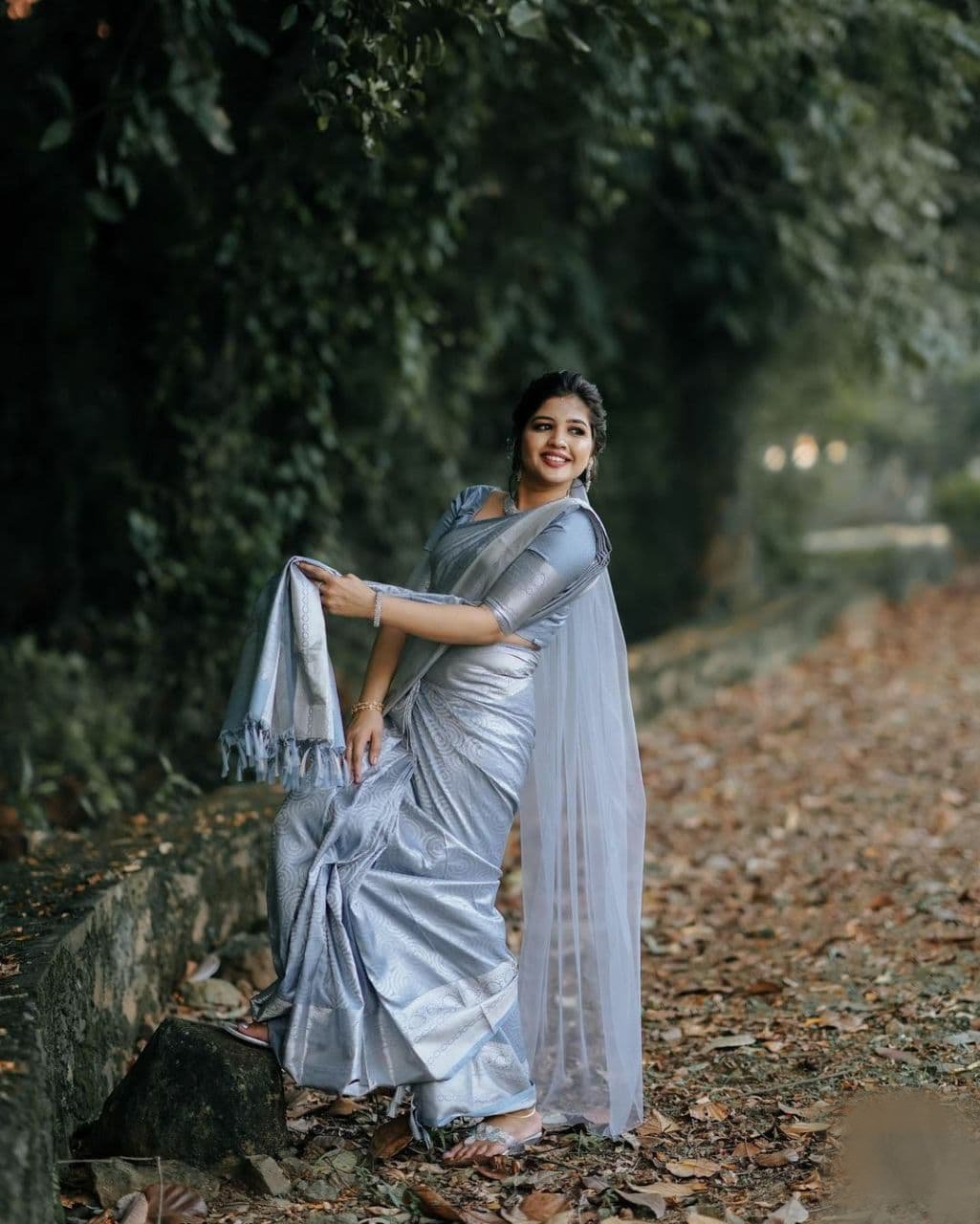 Valiba Grey TRADITIONAL KANJIVARAM Saree