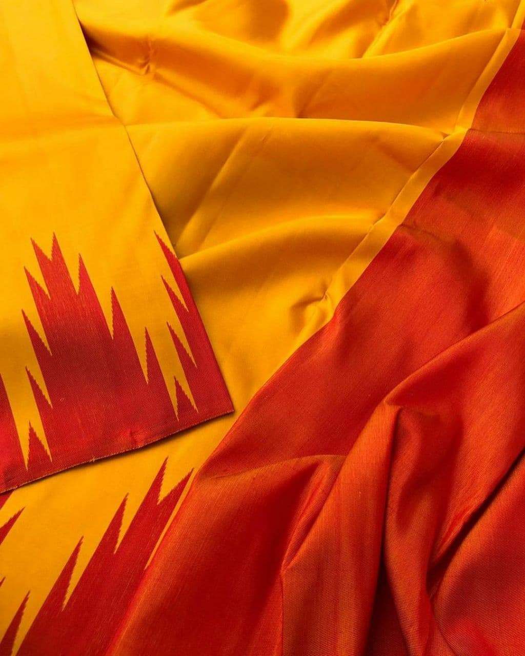 Valiba Yellow Red TRADITIONAL KANJIVARAM Saree