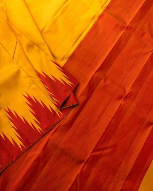 Valiba Yellow Red TRADITIONAL KANJIVARAM Saree